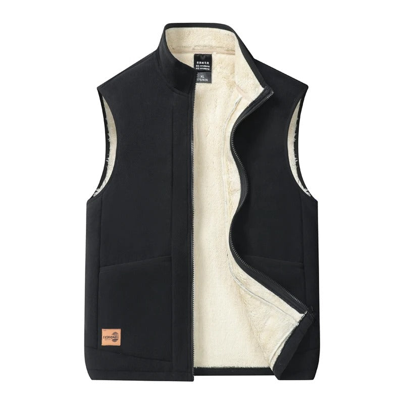 Men's Acrylic Blend Full Zip Mock Neck Outerwear Vest