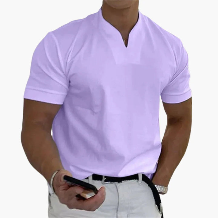 Men's Short Sleeve V-Neck Casual Linen Shirt