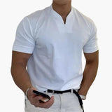 Men's Short Sleeve V-Neck Casual Linen Shirt