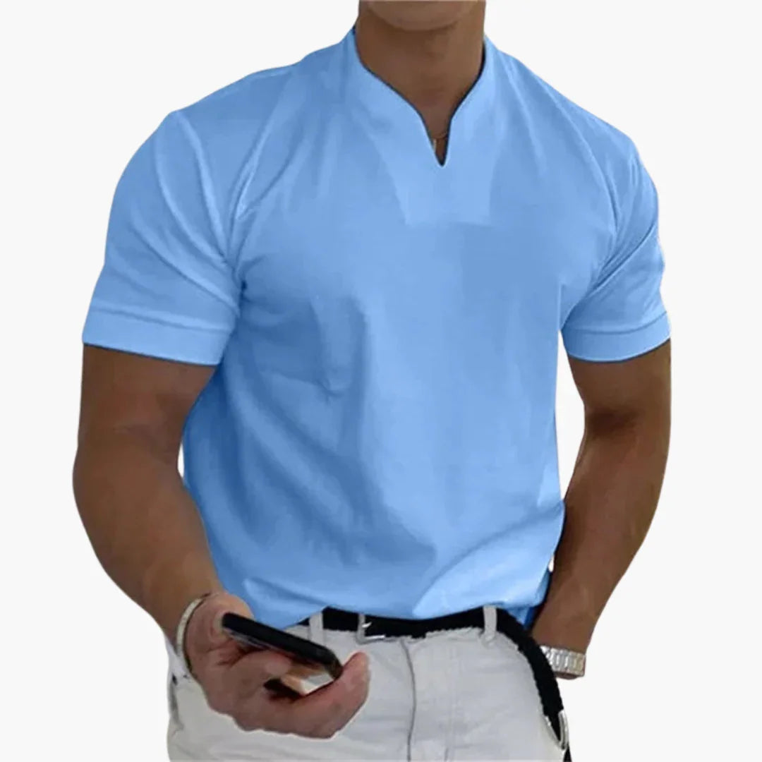 Men's Short Sleeve V-Neck Casual Linen Shirt