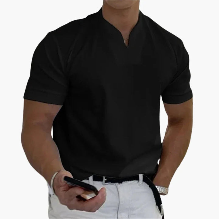 Men's Short Sleeve V-Neck Casual Linen Shirt