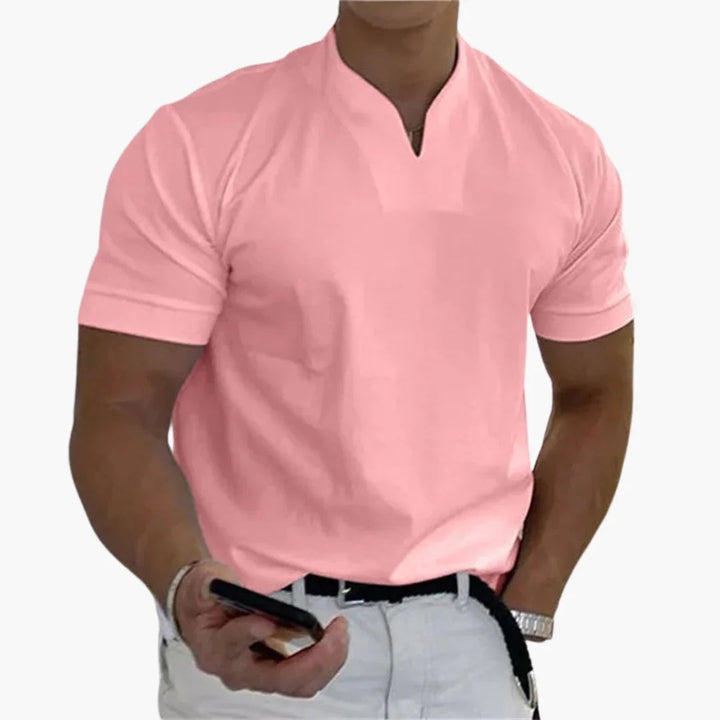 Men's Short Sleeve V-Neck Casual Linen Shirt