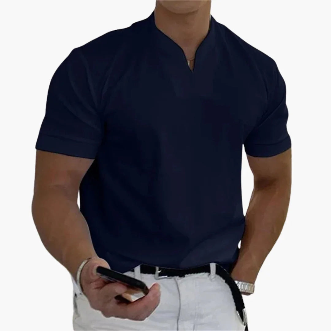 Men's Short Sleeve V-Neck Casual Linen Shirt