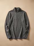 Men's Quarter Zip Knit Pullover Sweater Wool Mix Casual Top