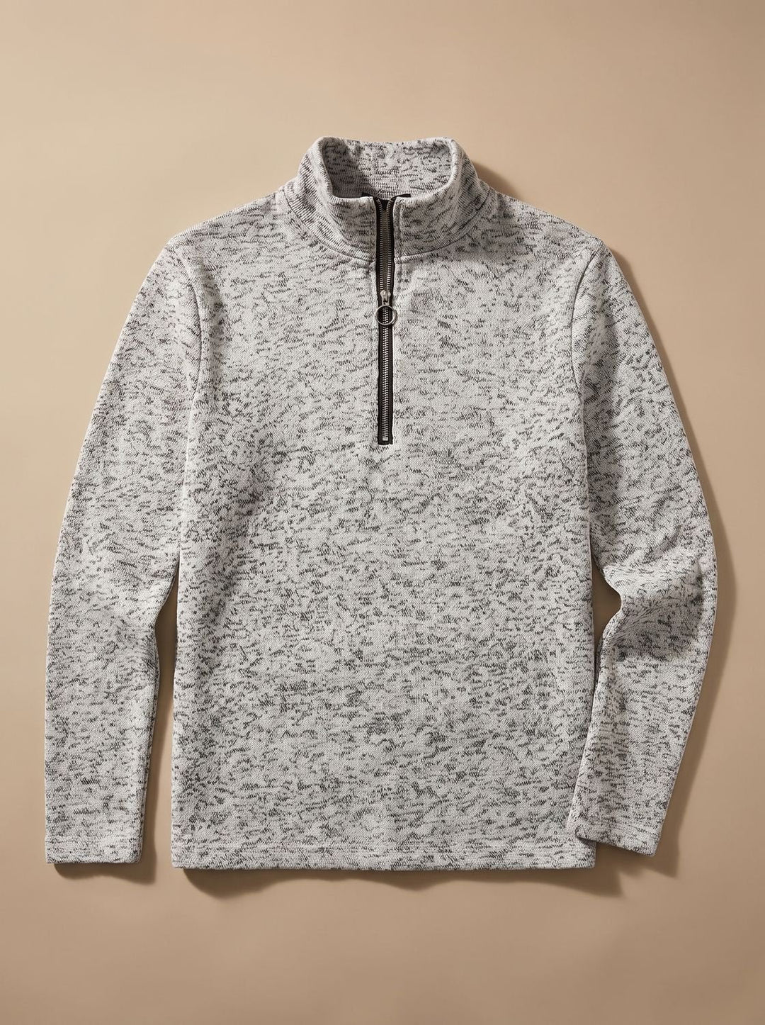Men's Quarter Zip Knit Pullover Sweater Wool Mix Casual Top