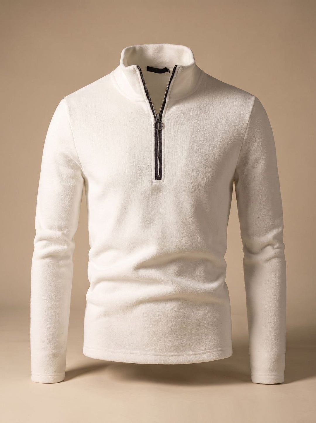 Men's Quarter Zip Knit Pullover Sweater Wool Mix Casual Top