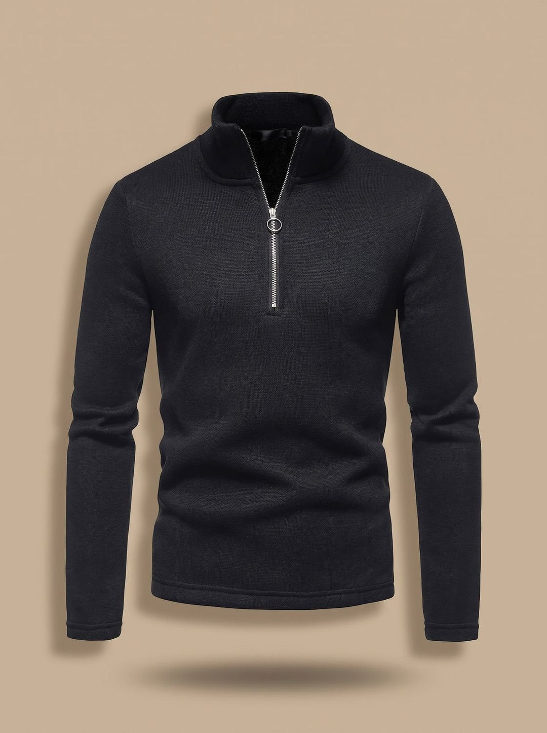 Men's Quarter Zip Knit Pullover Sweater Wool Mix Casual Top