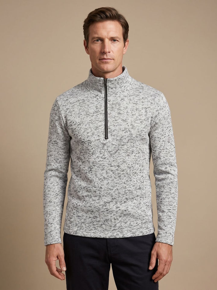Men's Quarter Zip Knit Pullover Sweater Wool Mix Casual Top