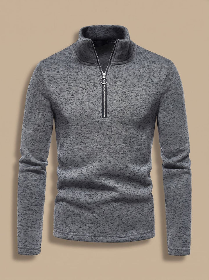 Men's Quarter Zip Knit Pullover Sweater Wool Mix Casual Top