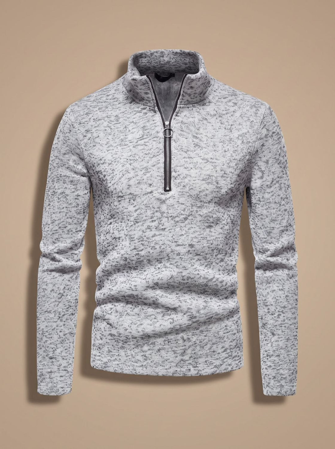 Men's Quarter Zip Knit Pullover Sweater Wool Mix Casual Top