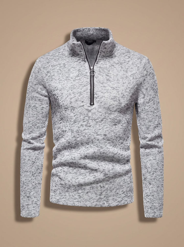 Men's Quarter Zip Knit Pullover Sweater Wool Mix Casual Top