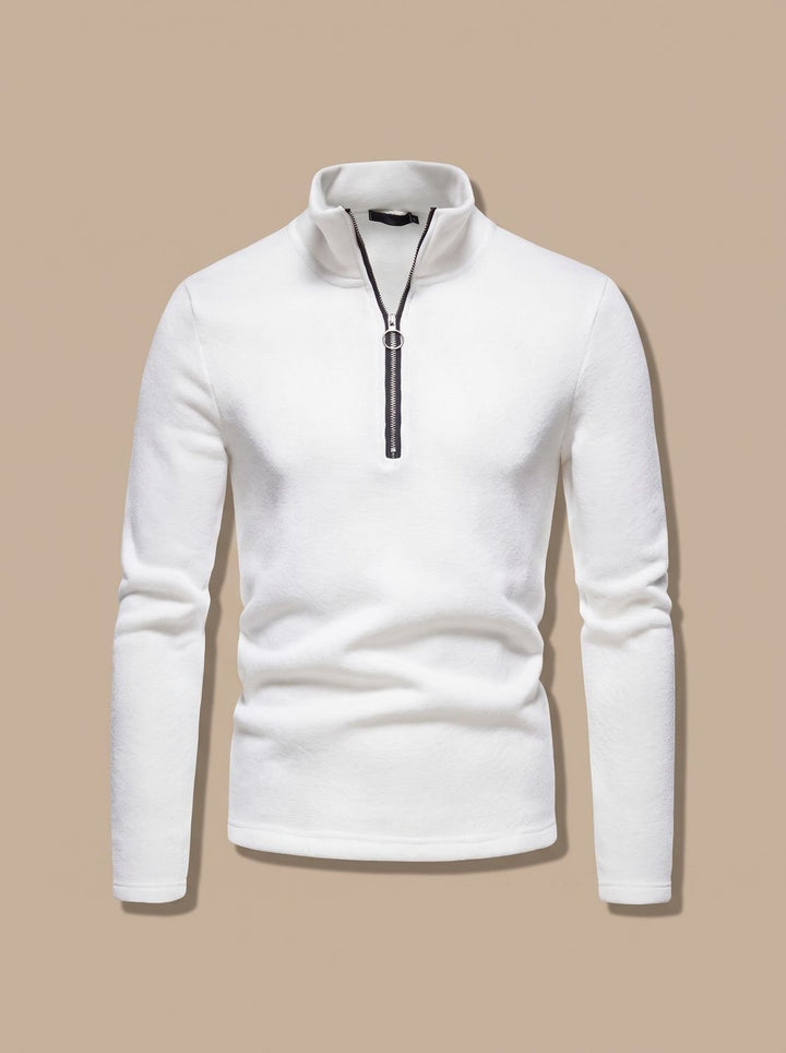 Men's Quarter Zip Knit Pullover Sweater Wool Mix Casual Top