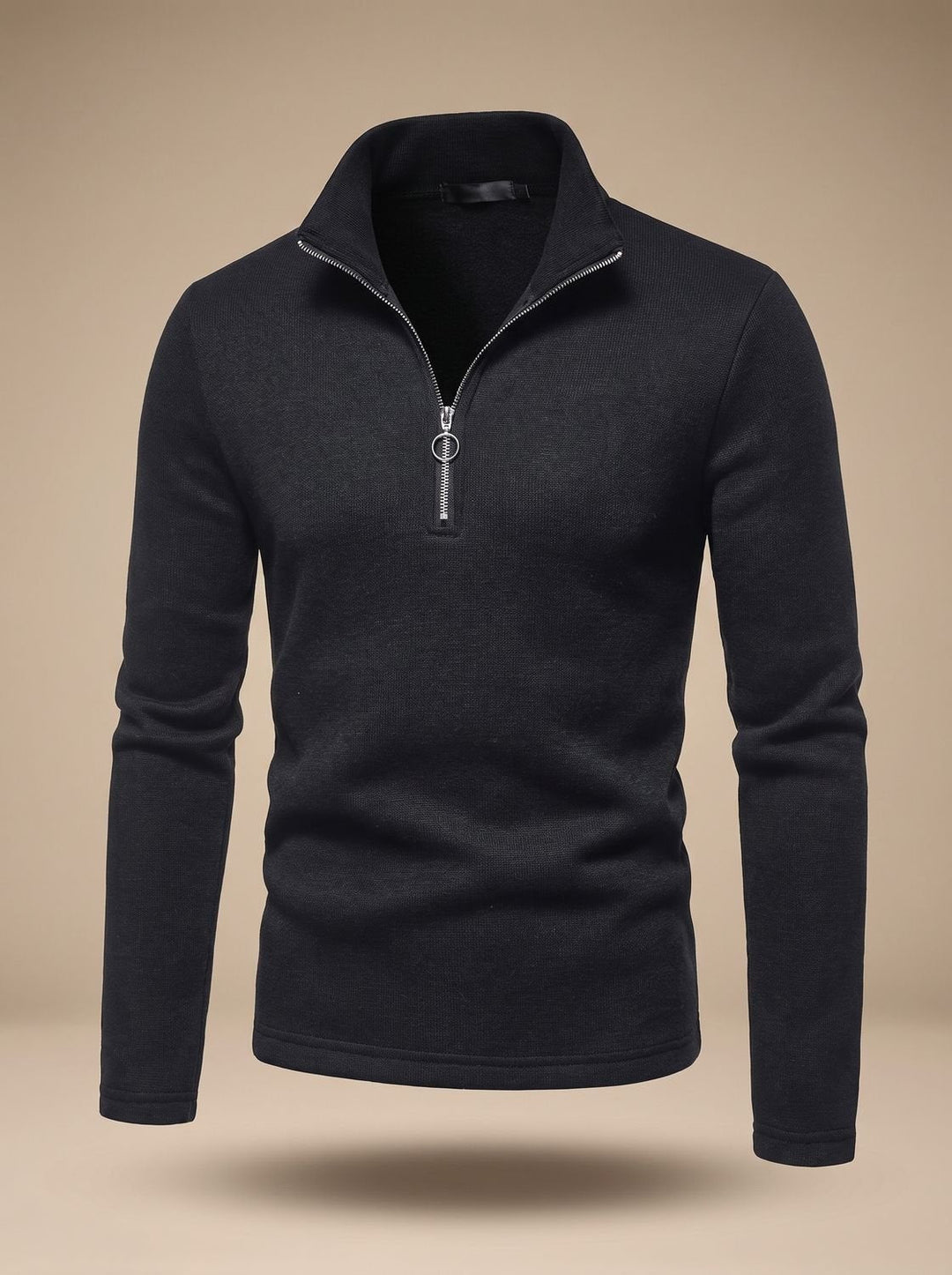 Men's Quarter Zip Knit Pullover Sweater Wool Mix Casual Top