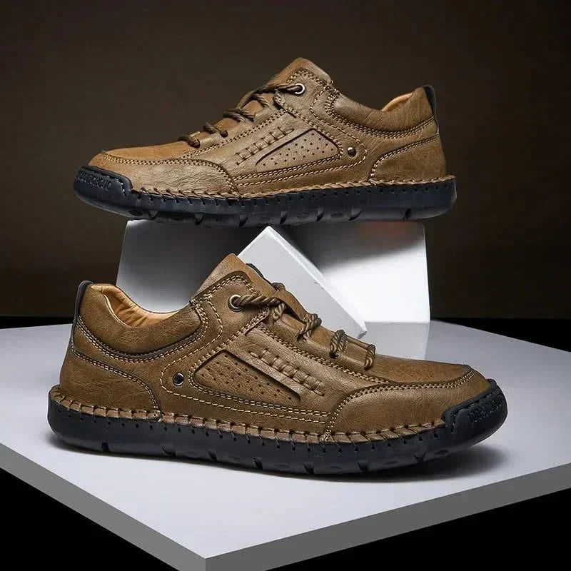 Chaussures de marche décontractées pour hommes en cuir, baskets respirantes