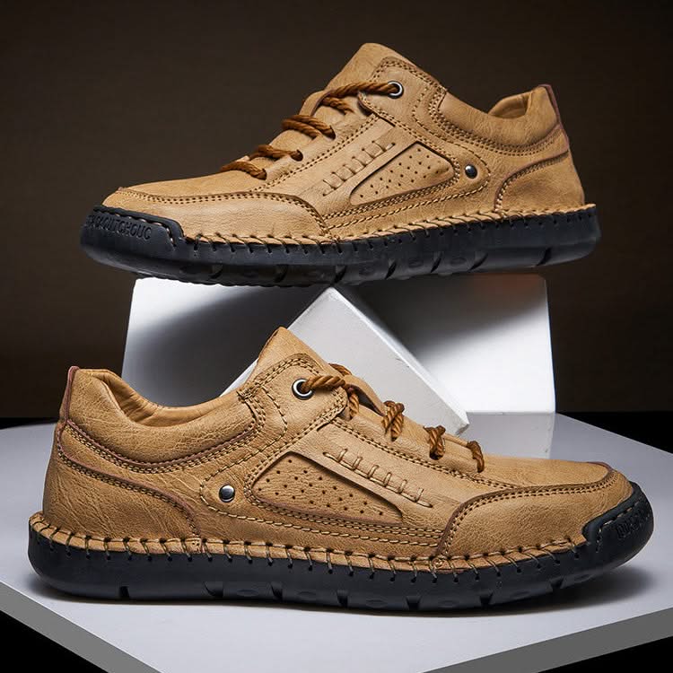 Chaussures de marche décontractées pour hommes en cuir, baskets respirantes
