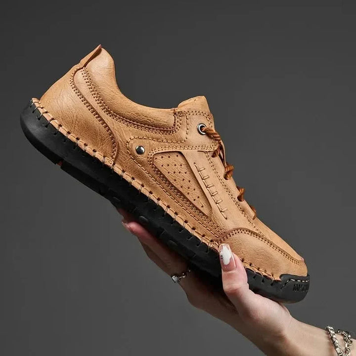 Chaussures de marche décontractées pour hommes en cuir, baskets respirantes