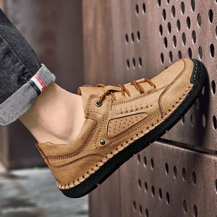 Chaussures de marche décontractées pour hommes en cuir, baskets respirantes