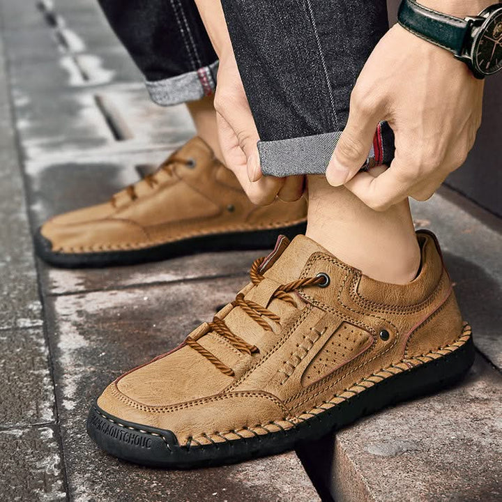 Chaussures de marche décontractées pour hommes en cuir, baskets respirantes