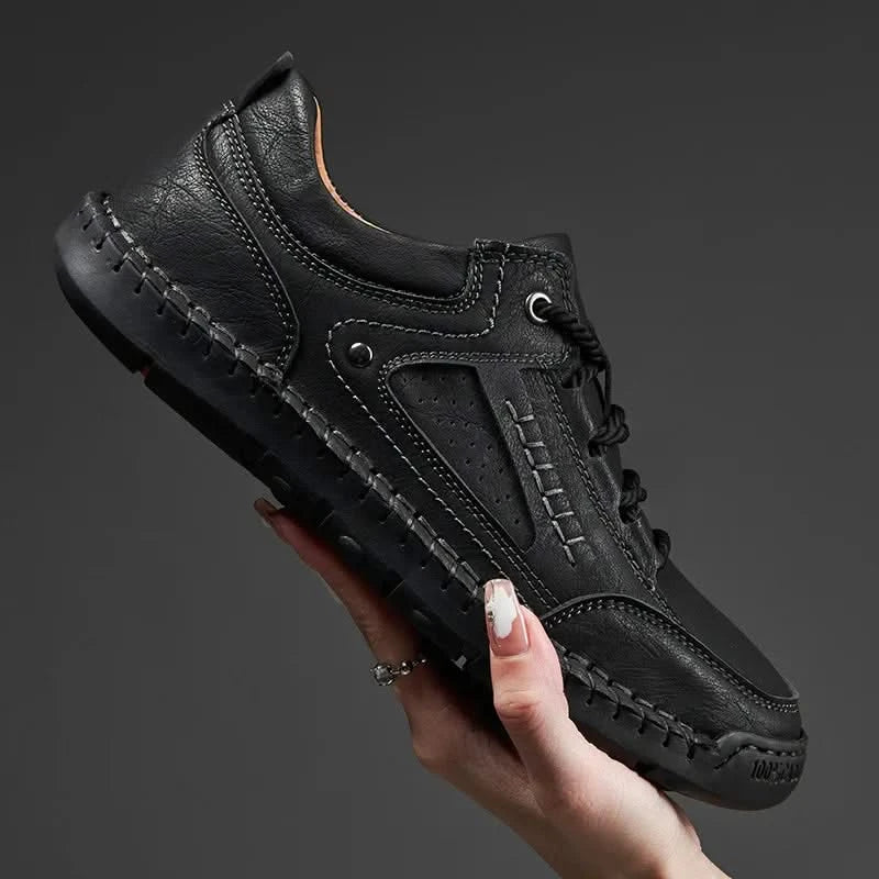 Chaussures de marche décontractées pour hommes en cuir, baskets respirantes