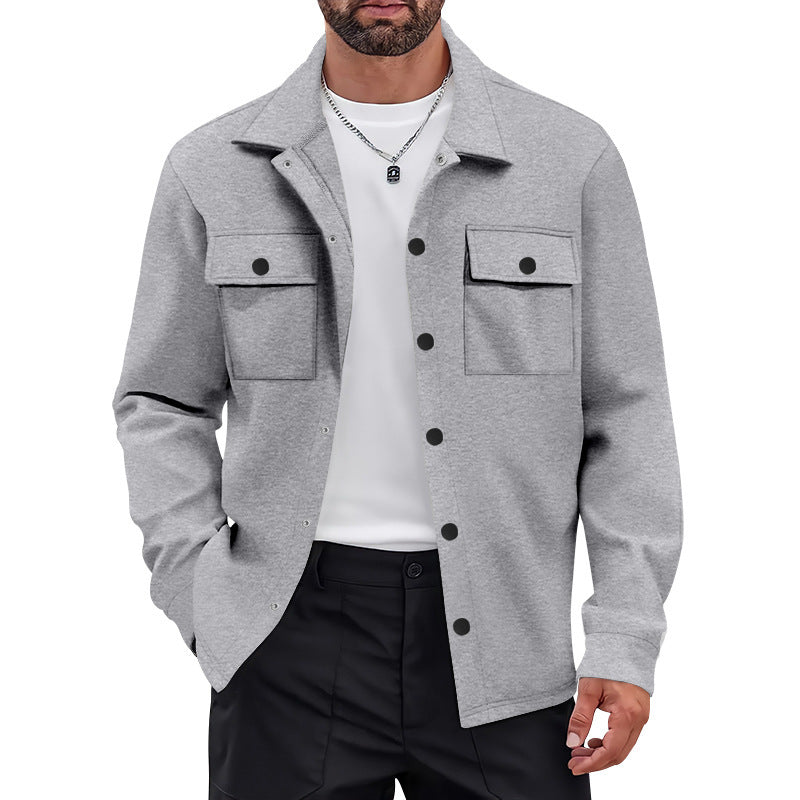 Men's Knit Blend Shirt Jacket Shacket Lightweight Casual Overshirt