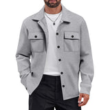Men's Knit Blend Shirt Jacket Shacket Lightweight Casual Overshirt