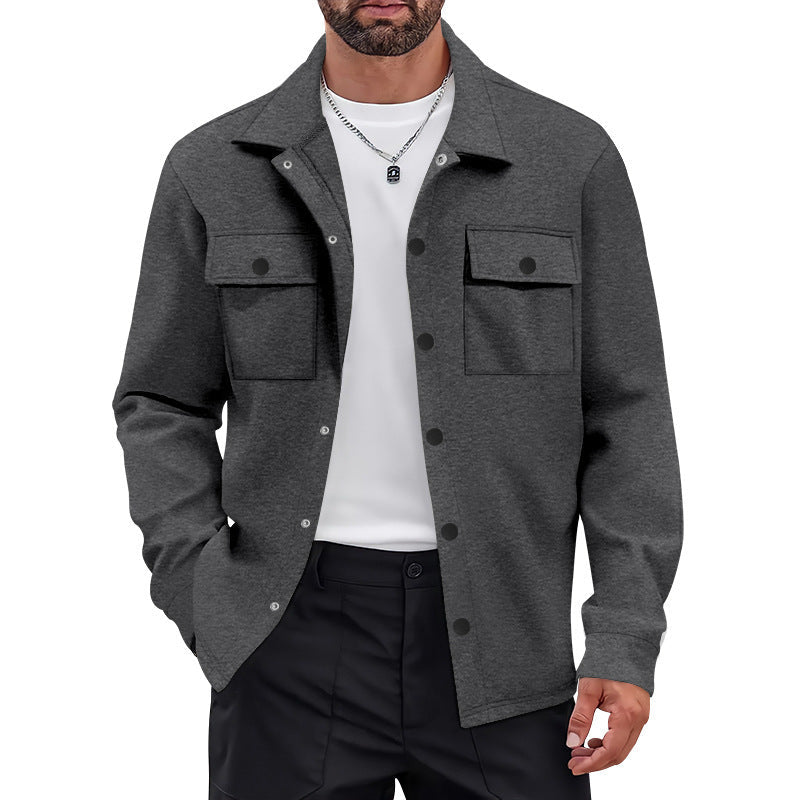 Men's Knit Blend Shirt Jacket Shacket Lightweight Casual Overshirt