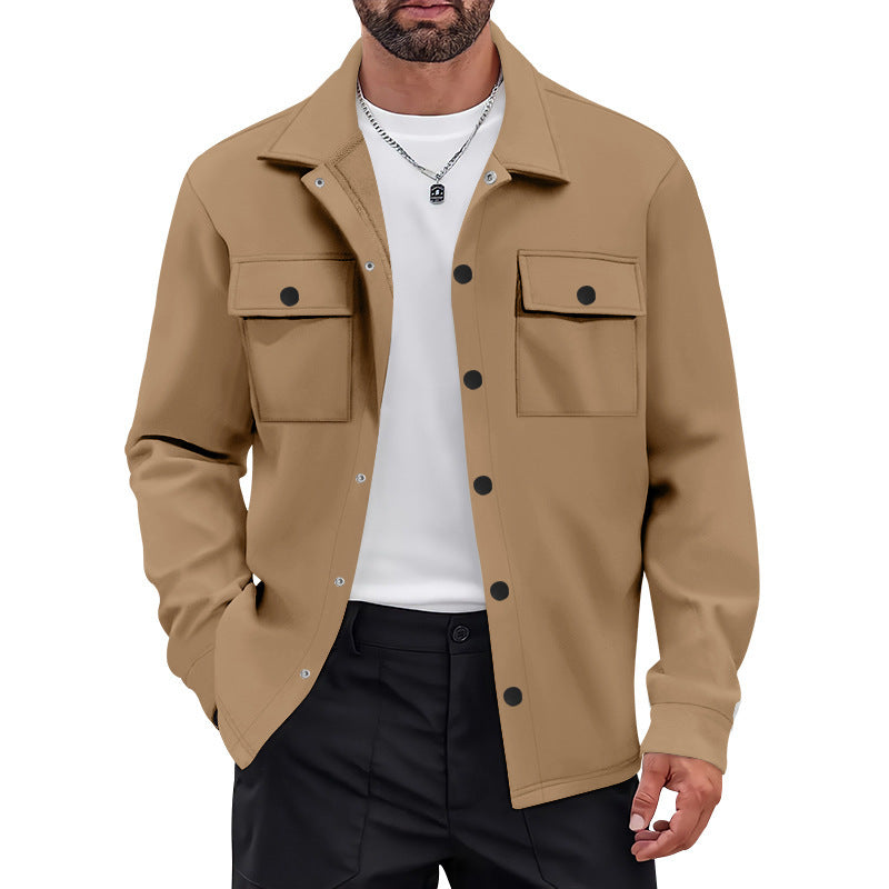 Men's Knit Blend Shirt Jacket Shacket Lightweight Casual Overshirt