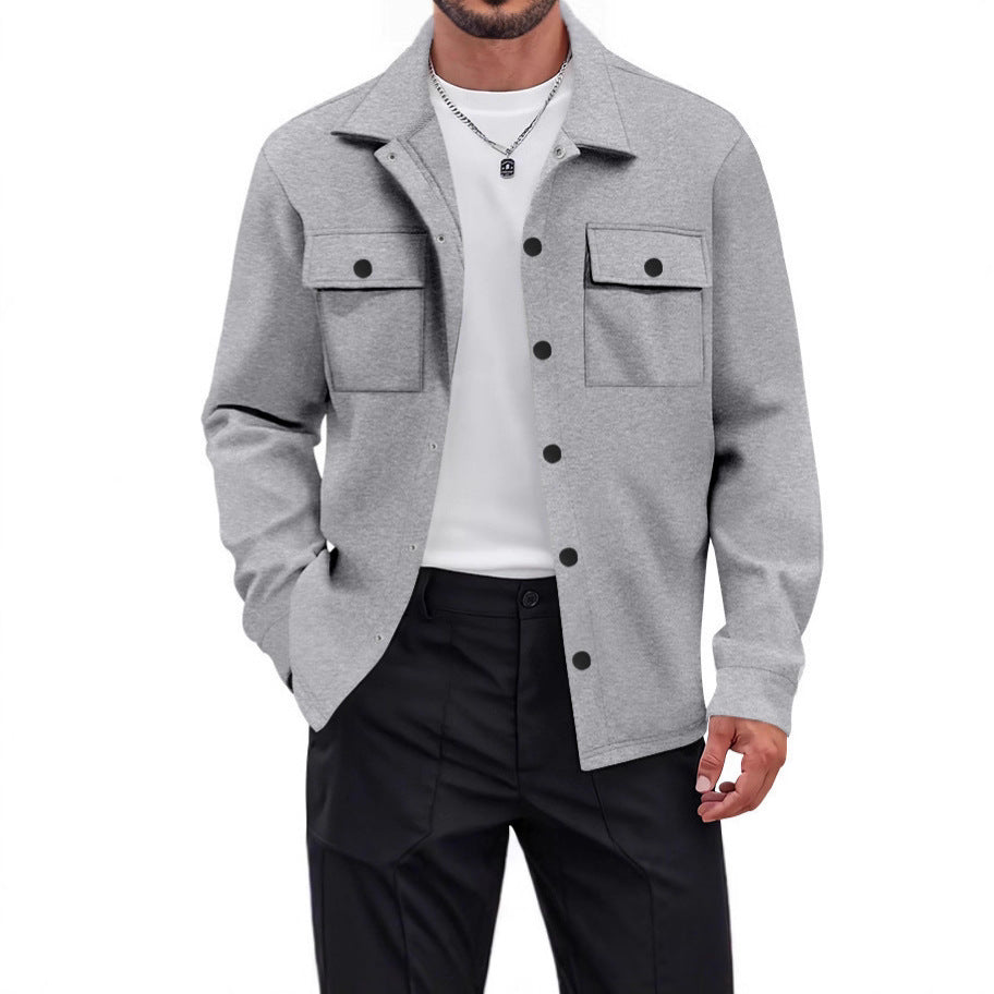 Men's Knit Blend Shirt Jacket Shacket Lightweight Casual Overshirt