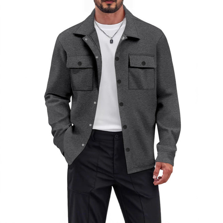 Men's Knit Blend Shirt Jacket Shacket Lightweight Casual Overshirt