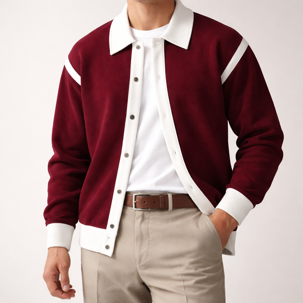 Men's Merino Wool Collared Knit Cardigan Sweater