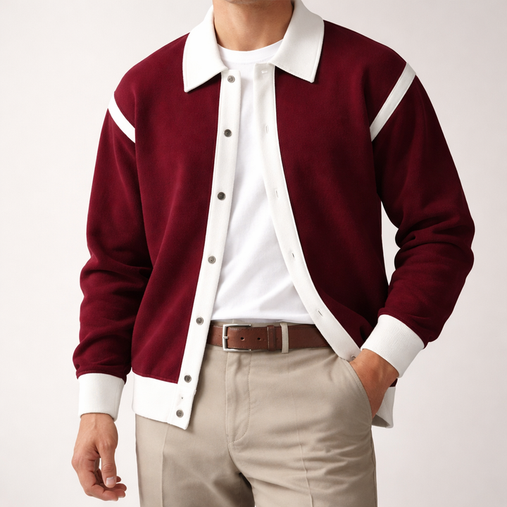 Men's Merino Wool Collared Knit Cardigan Sweater