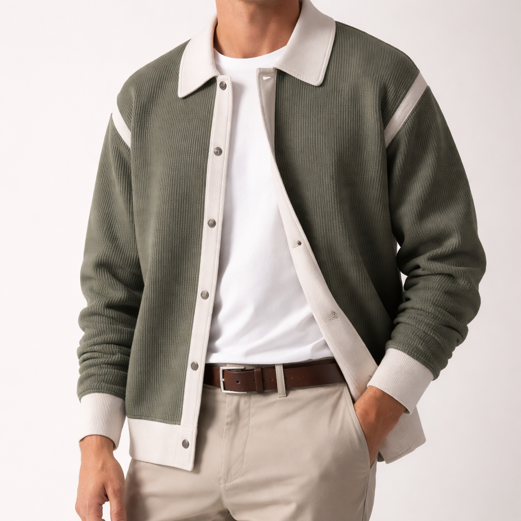 Men's Merino Wool Collared Knit Cardigan Sweater