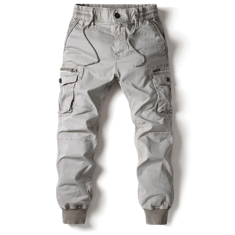 Men's Cargo Pants Leather Joggers Multi-Pocket Trousers