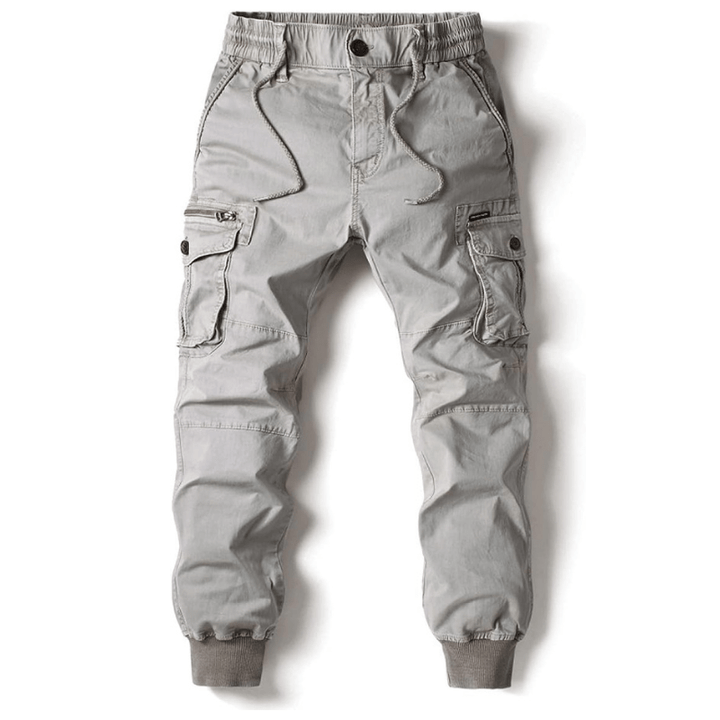 Men's Cargo Pants Leather Joggers Multi-Pocket Trousers