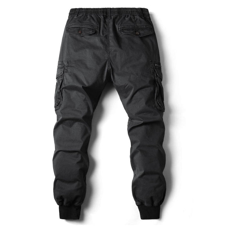 Men's Cargo Pants Leather Joggers Multi-Pocket Trousers