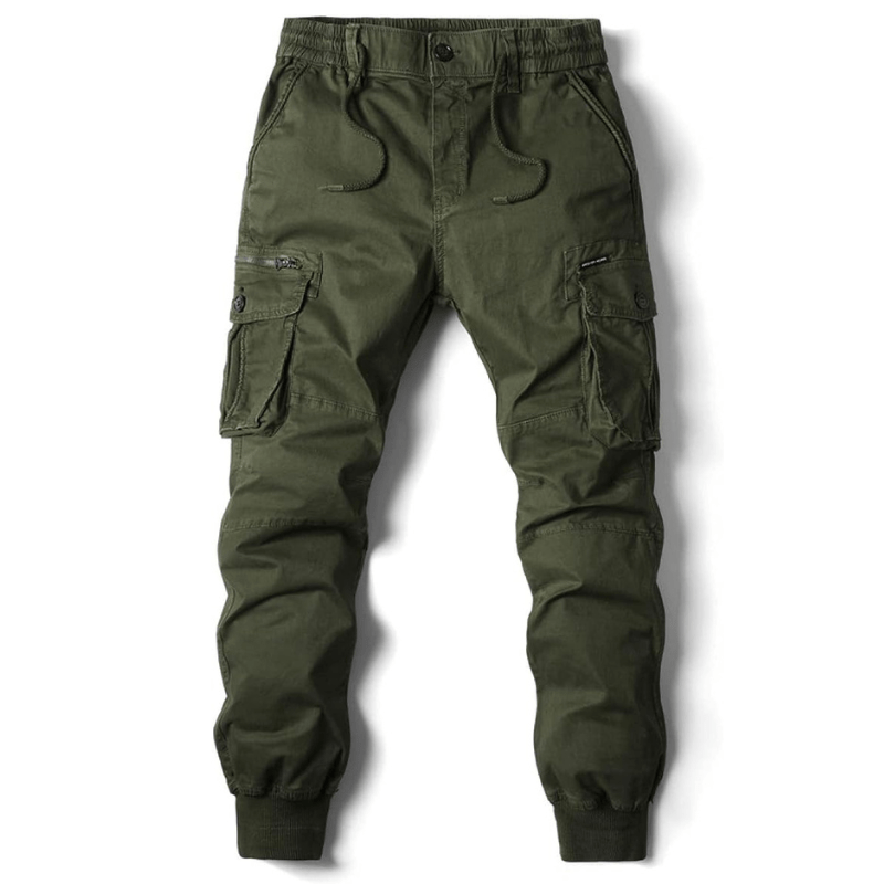 Men's Cargo Pants Leather Joggers Multi-Pocket Trousers