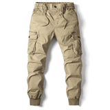 Men's Cargo Pants Leather Joggers Multi-Pocket Trousers