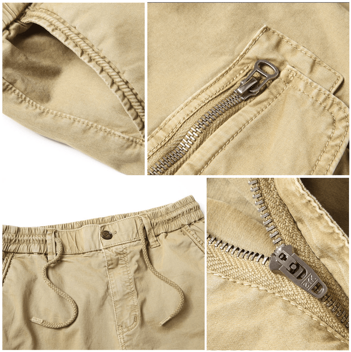 Men's Cargo Pants Leather Joggers Multi-Pocket Trousers
