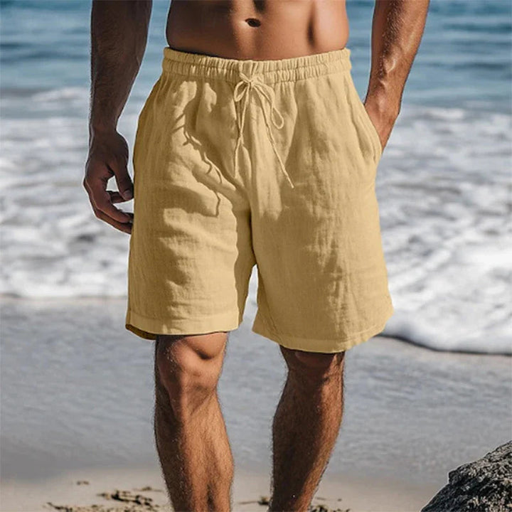 Short de bain pour homme en mélange de nylon, taille élastique avec cordon de serrage