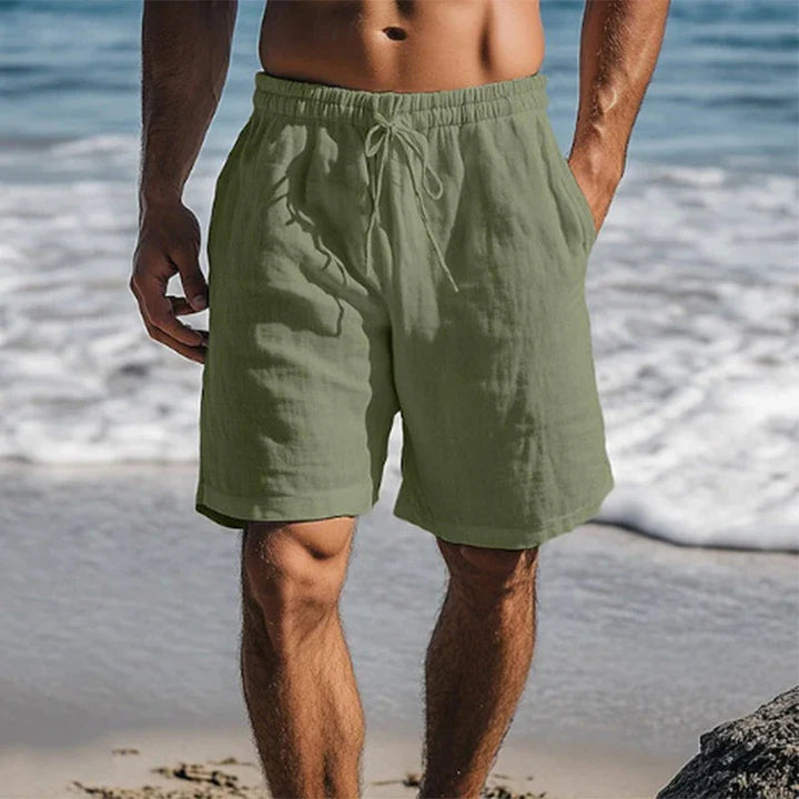 Short de bain pour homme en mélange de nylon, taille élastique avec cordon de serrage