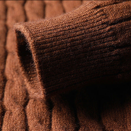 Men's Merino Wool Zip Up Cardigan Cable Knit Sweater Jacket