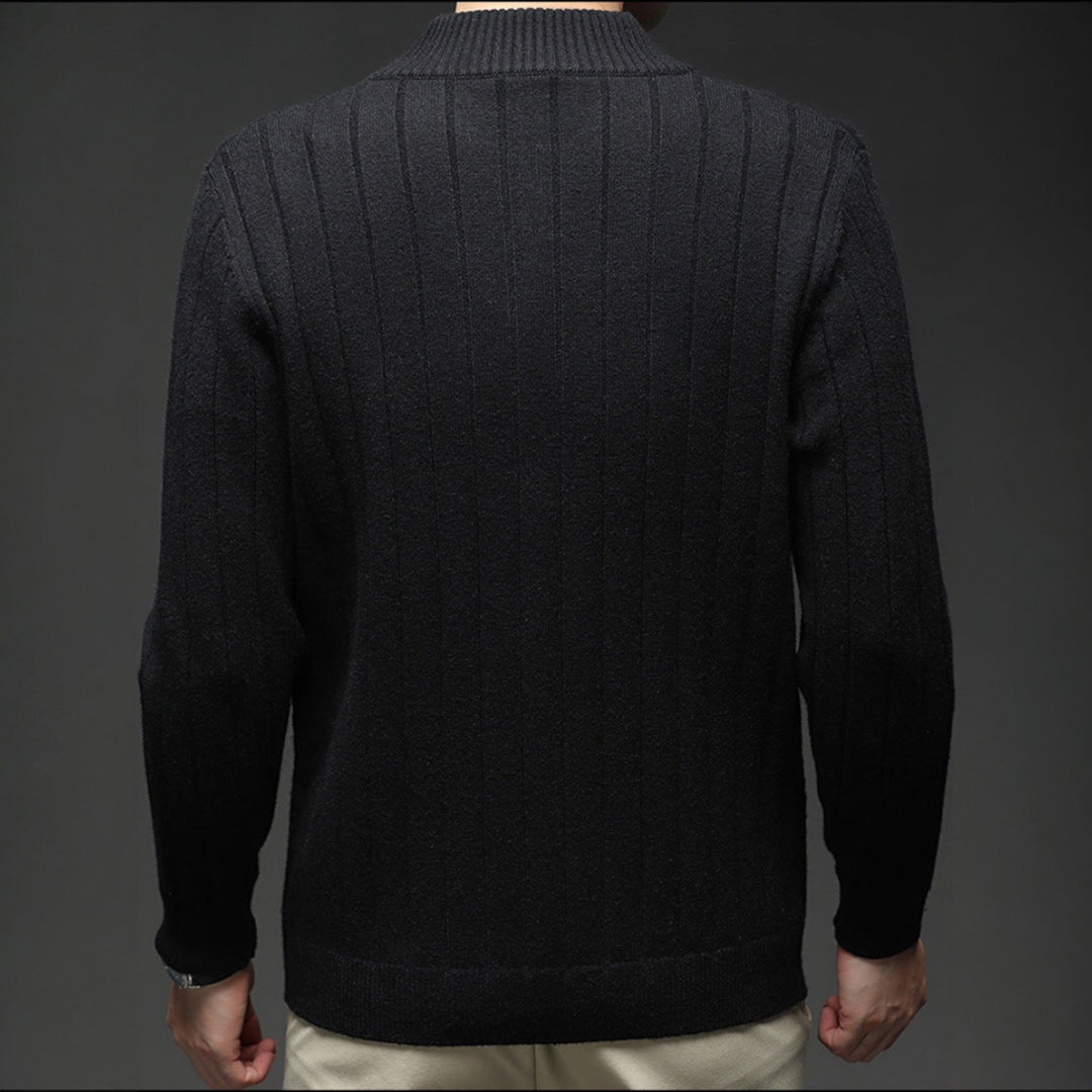Men's Merino Wool Zip Up Cardigan Cable Knit Sweater Jacket