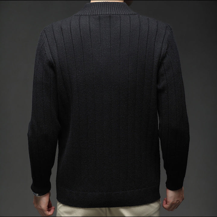Men's Merino Wool Zip Up Cardigan Cable Knit Sweater Jacket