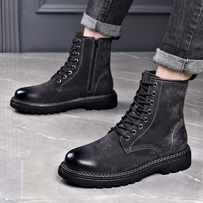 Męskie skórzane taktyczne buty bojowe za kostkę