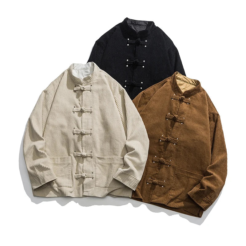 Men's Corduroy Jacket Casual Lightweight Oversized Bomber Coat