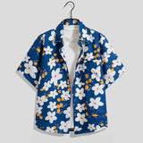 Chemise homme à manches courtes, col cubain, imprimé graphique, en mélange de viscose