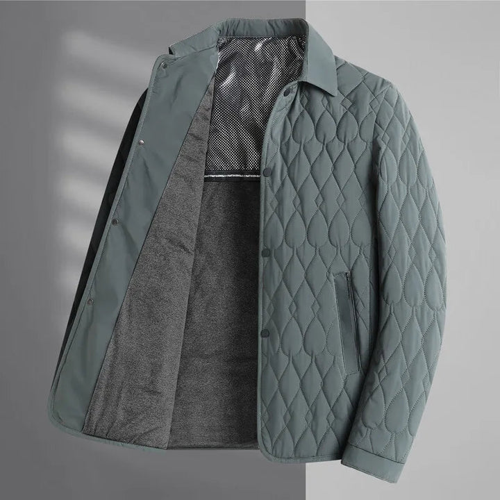 Men's Quilted Fleece Collar Jacket Lightweight Padded Shacket