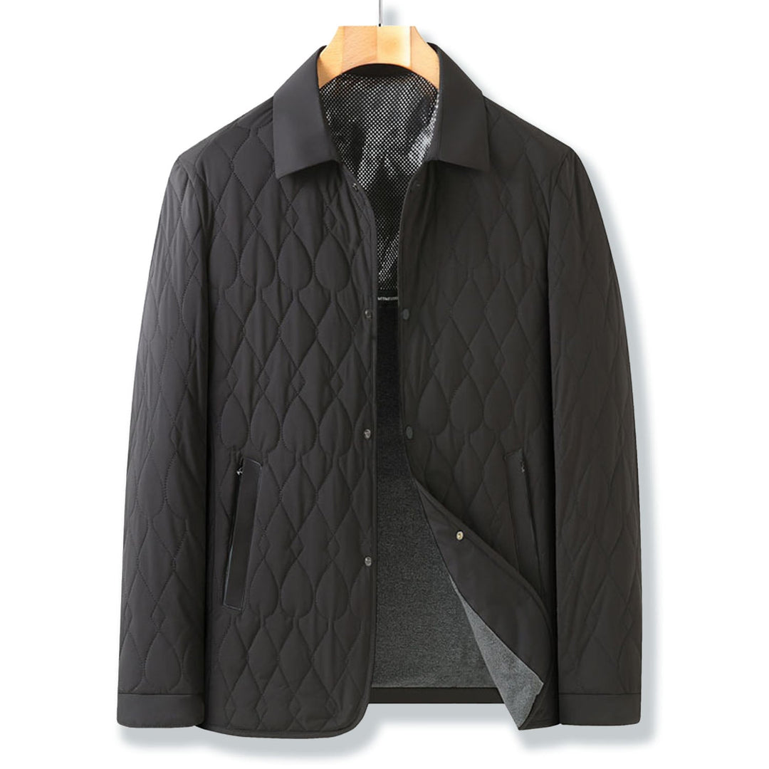 Men's Quilted Fleece Collar Jacket Lightweight Padded Shacket