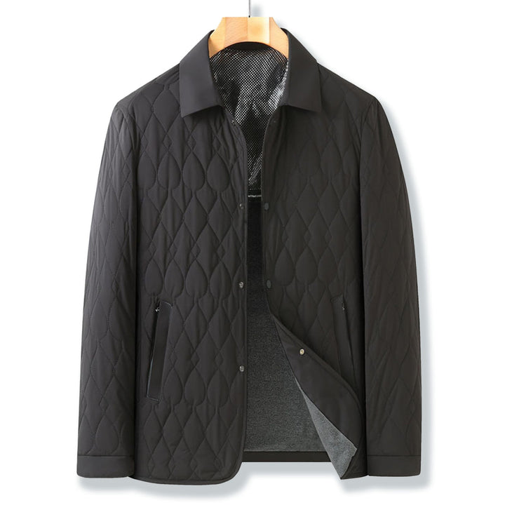 Men's Quilted Fleece Collar Jacket Lightweight Padded Shacket