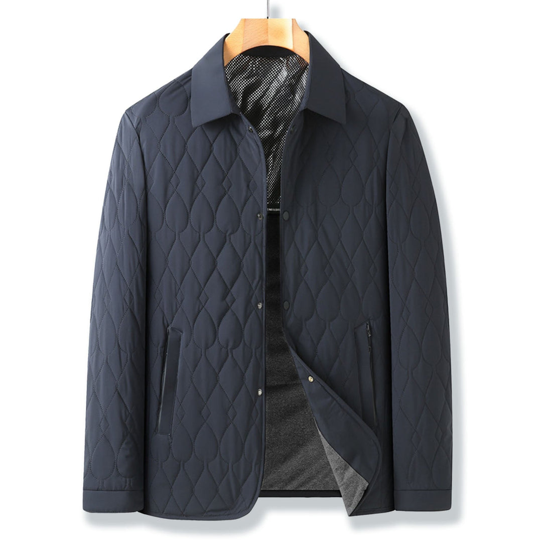 Men's Quilted Fleece Collar Jacket Lightweight Padded Shacket